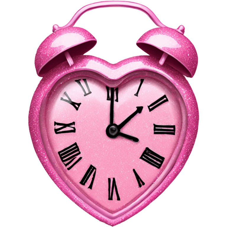 Pink heart shaped clock with glitter  emoji