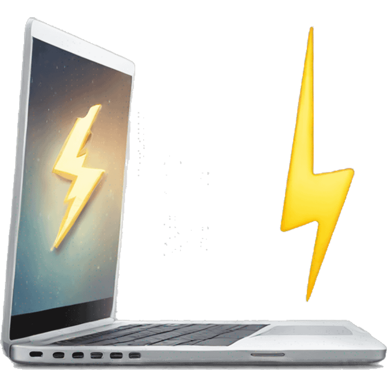 a laptop with a lightning bolt emoji