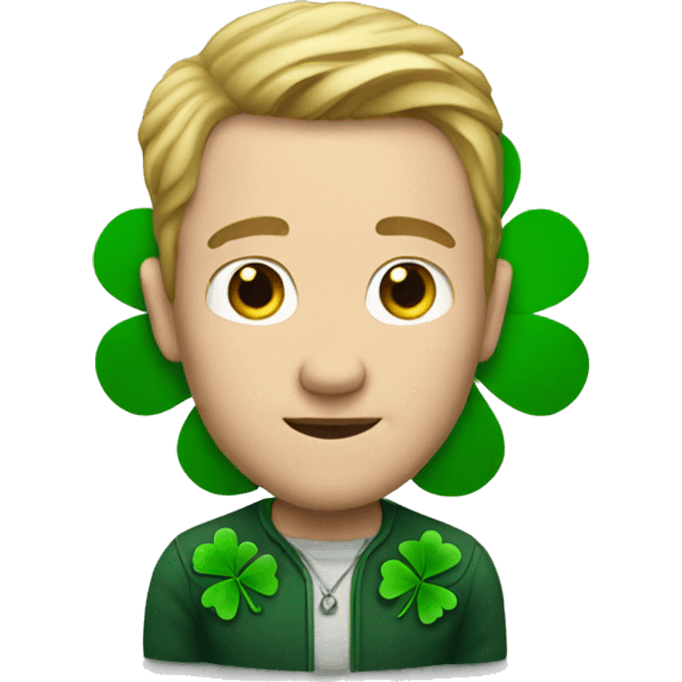 white man with clover emoji