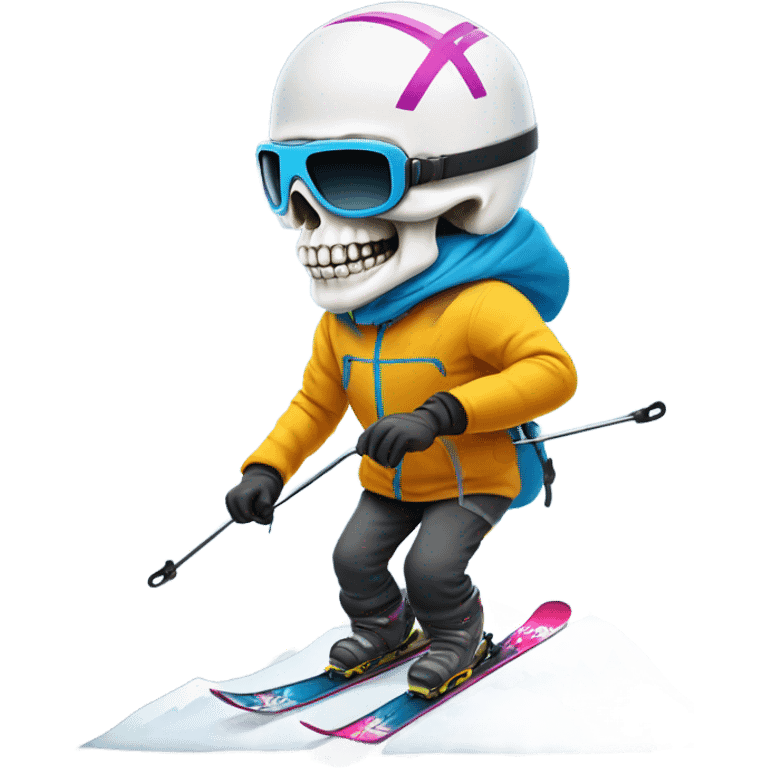 Skull emoji skiing emoji