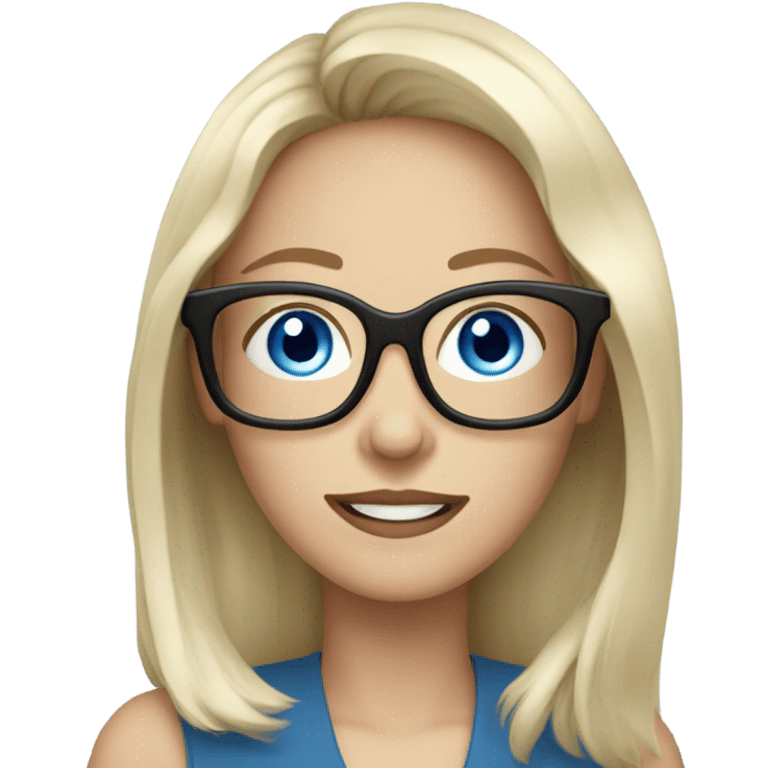 Shoulder length pale beautiful woman with glasses and blue eyes on phone  emoji