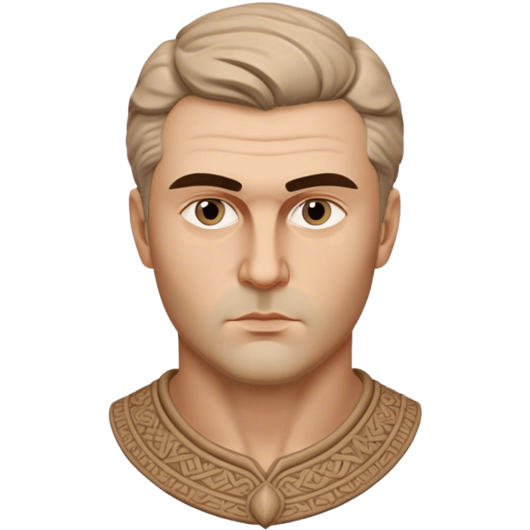 Cinematic Realistic Ivan Meštrović Portrait Emoji, depicted as a renowned Croatian sculptor with thoughtful eyes and classical attire, rendered with intricate textures and dramatic artistic lighting that captures his creative genius. emoji