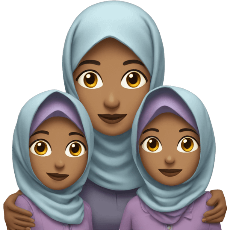 hijab mother with 2 daughters emoji