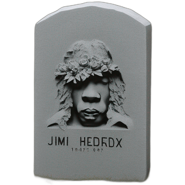 Gravestone that says jimi Hendrix 1942 - 1970 emoji