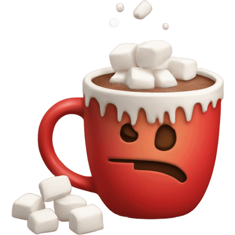 hot coco with marshmallows in a red mug  emoji