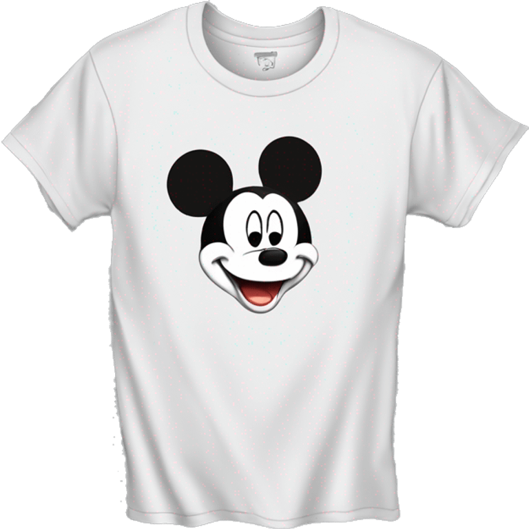 white t-shirt with Mickey head in hand drawn line style  emoji