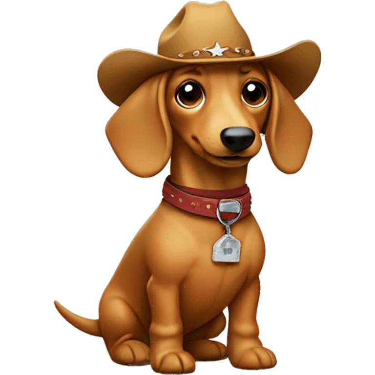 Full body blonde sausage dog wearing cowboy boots  emoji