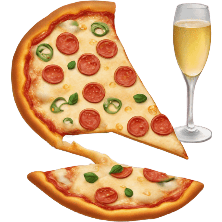 Pizza, champagne, heart emoji