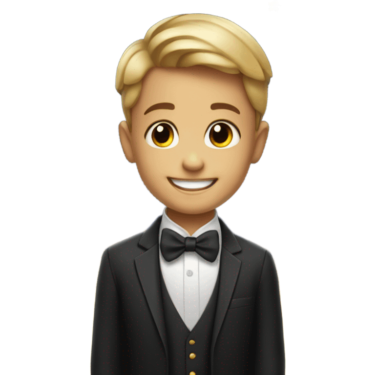 smiling boy in formal attire fireworks  emoji