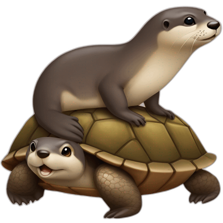 Une loutre sur une tortue emoji