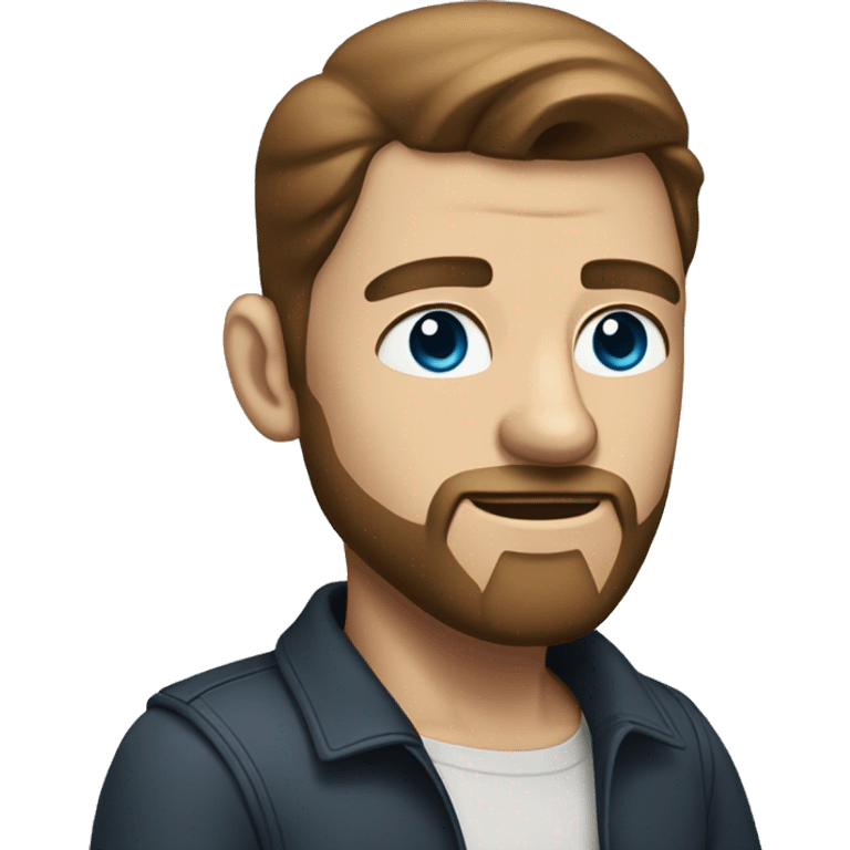 Standing men with slick back hair, beard, blue eyes, brown hair emoji