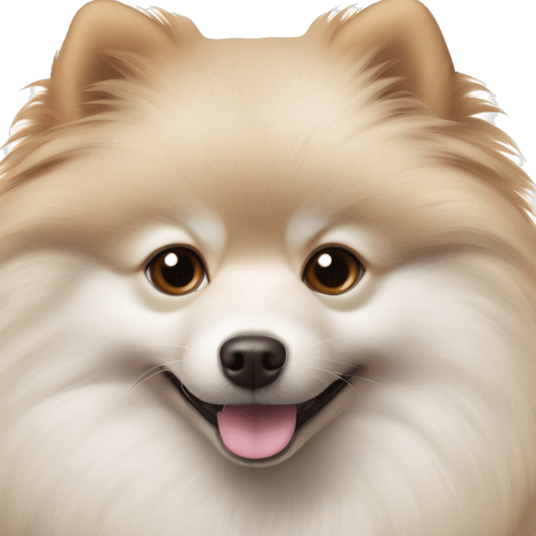 Milk colored pomerian spitz with dark brown eyes  emoji