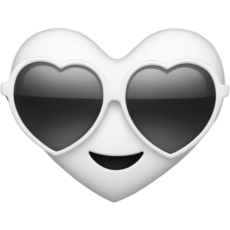 White heart shaped sunglasses on a blank background  emoji