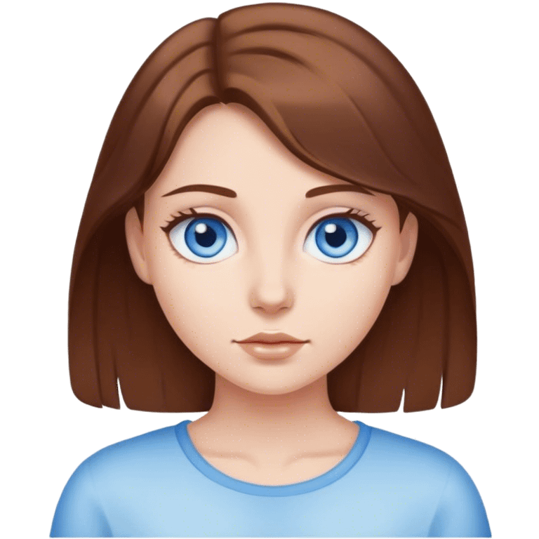 Girl with brown hair and blue eyes emoji