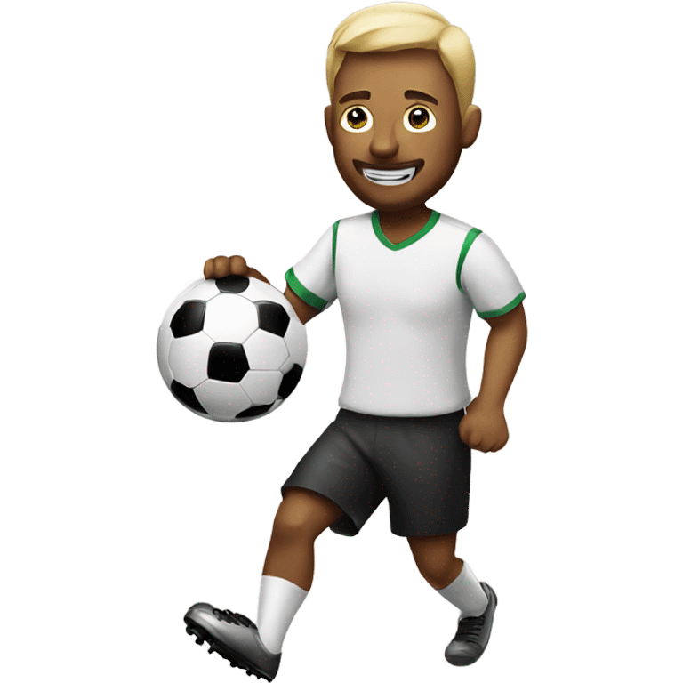 Man with beer playing soccer emoji