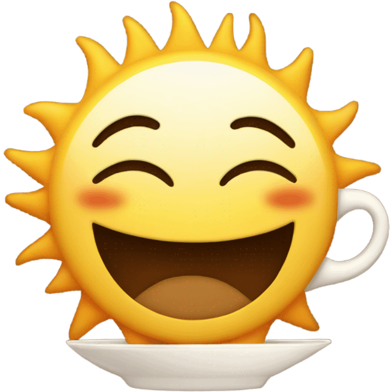 Smiling Sun with a cup of coffee  emoji