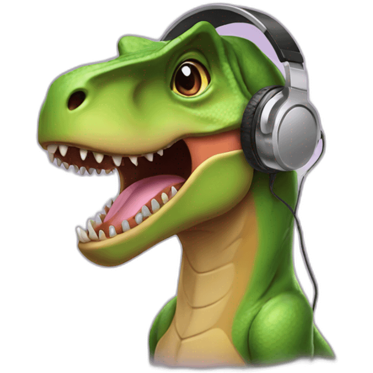 t rex with headphones emoji