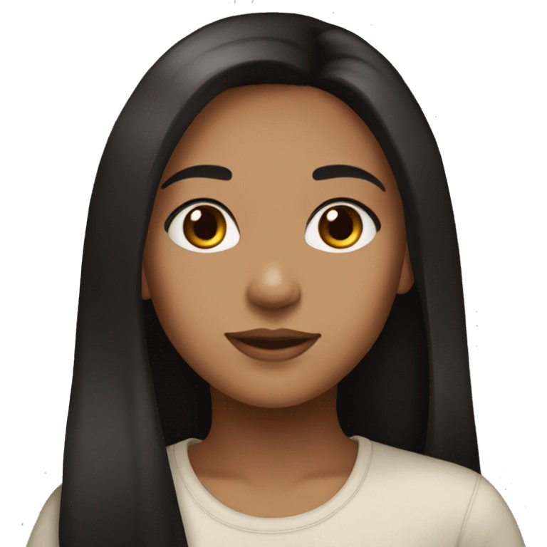 girl, brown light skin, 25 years old, brown eyes, black long straight hair emoji