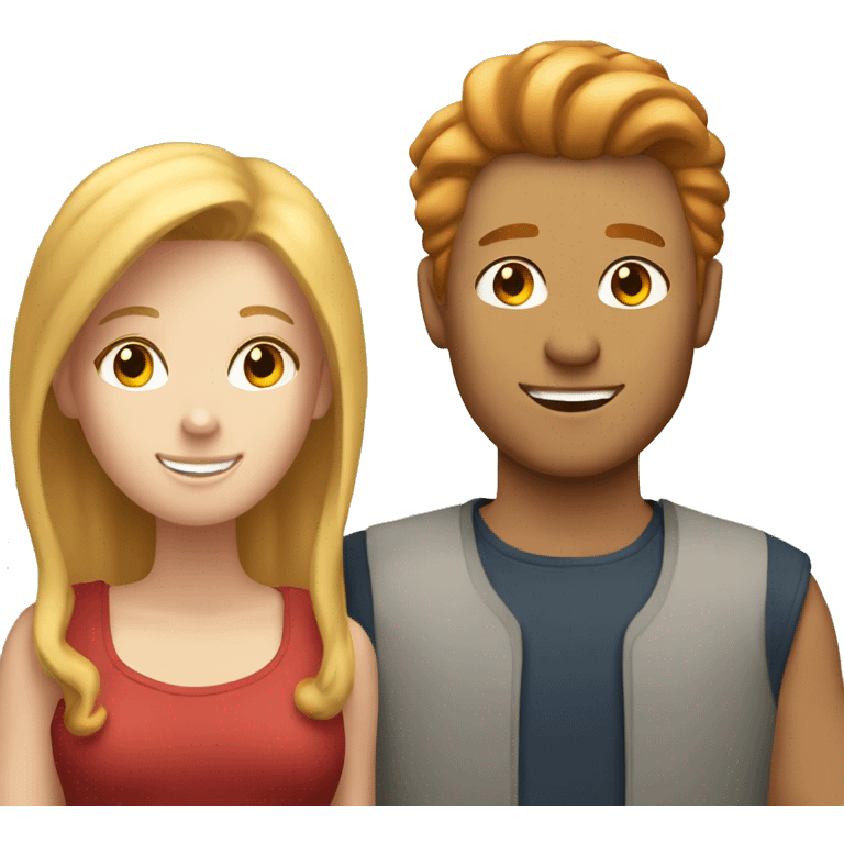 A red-haired girl and blonde-haired man loves  emoji