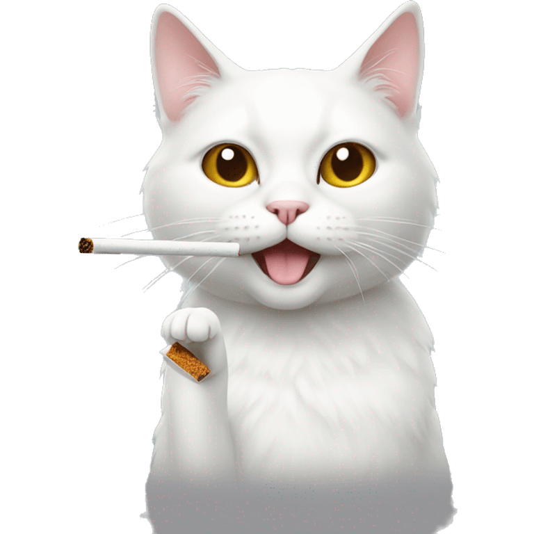 white cat with sigaret emoji