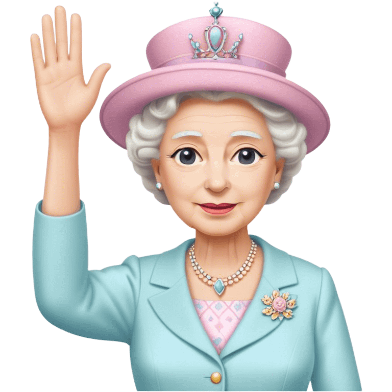 
Queen Elizabeth waves in pastel clothes emoji