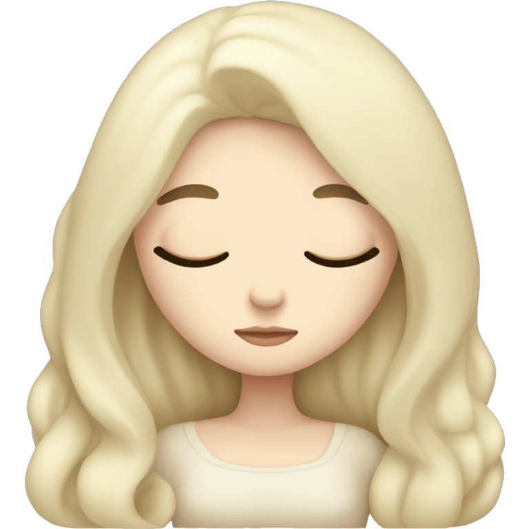 pale girl with long black hair sleeping  emoji