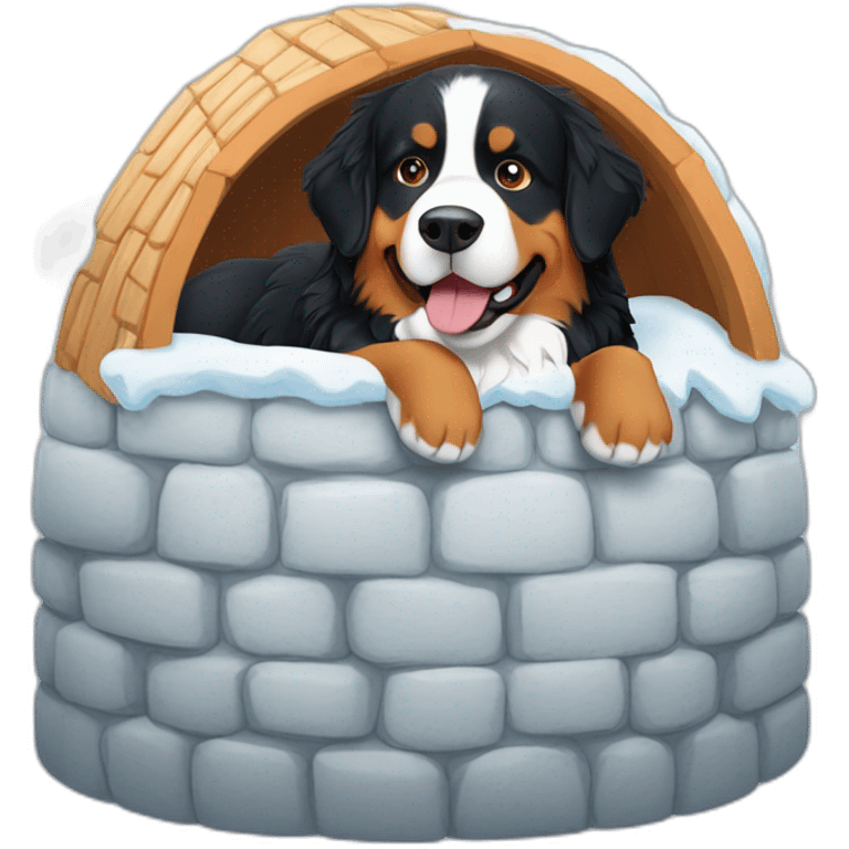 bernese mountaind dog in an igloo emoji