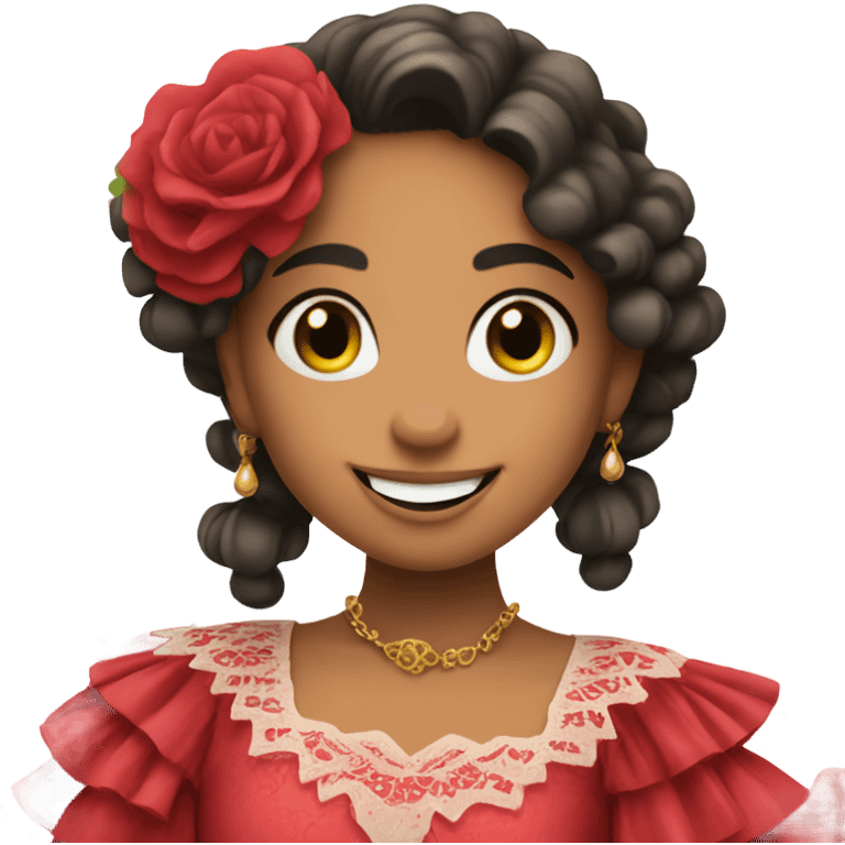 smiling girl in elegant flamenco dress from Seville  emoji