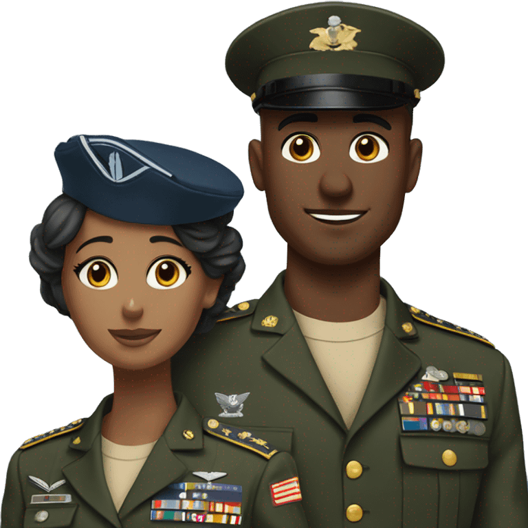 military couple in real life in marine corps blues emoji