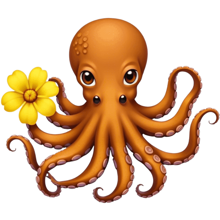 Cute octopus holding flower emoji