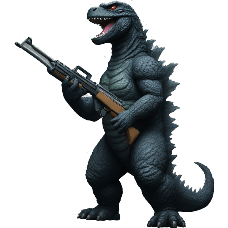 Godzilla with shotgun emoji