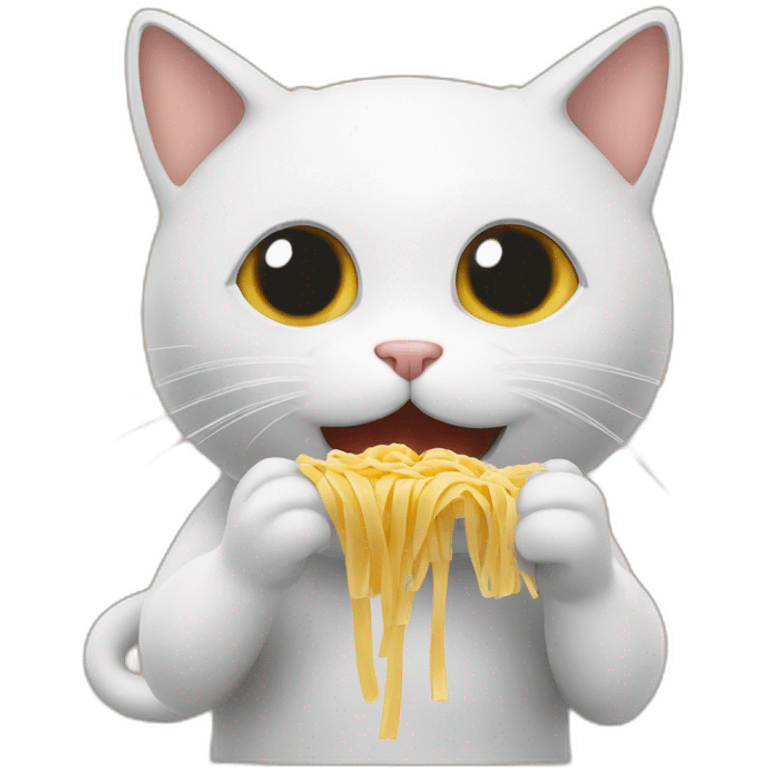 Cute cat eating pasta emoji