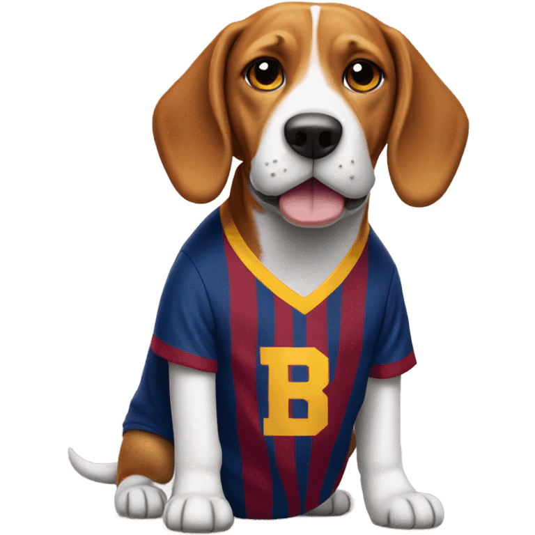 Beagle wearing a Barcelona jersey emoji