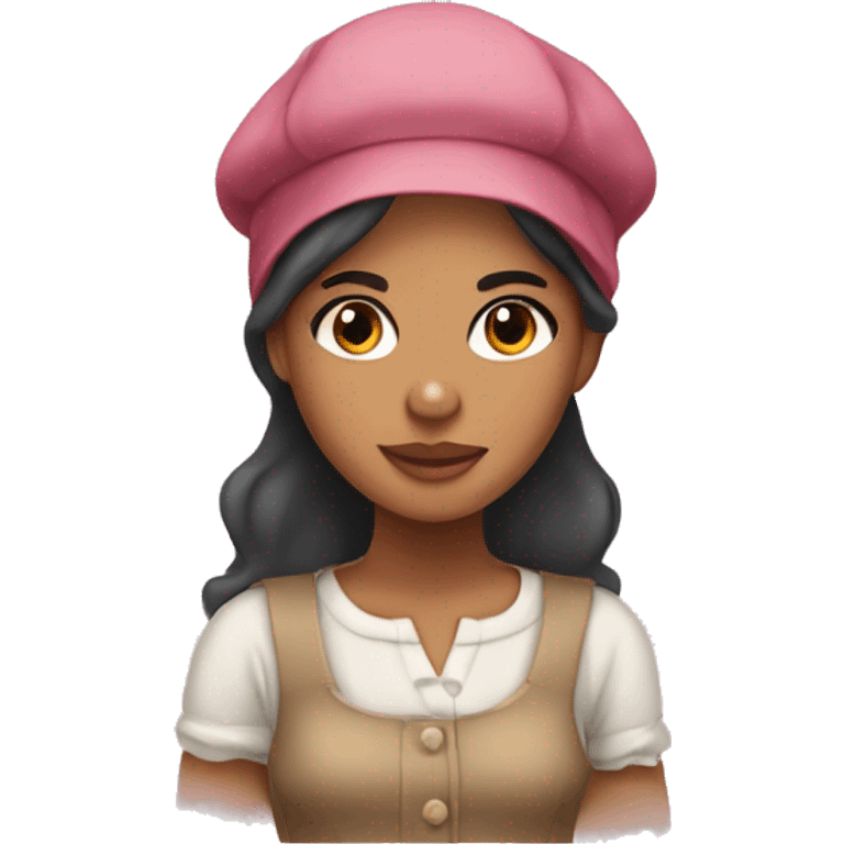 A mixed girl wearing a bonnet emoji