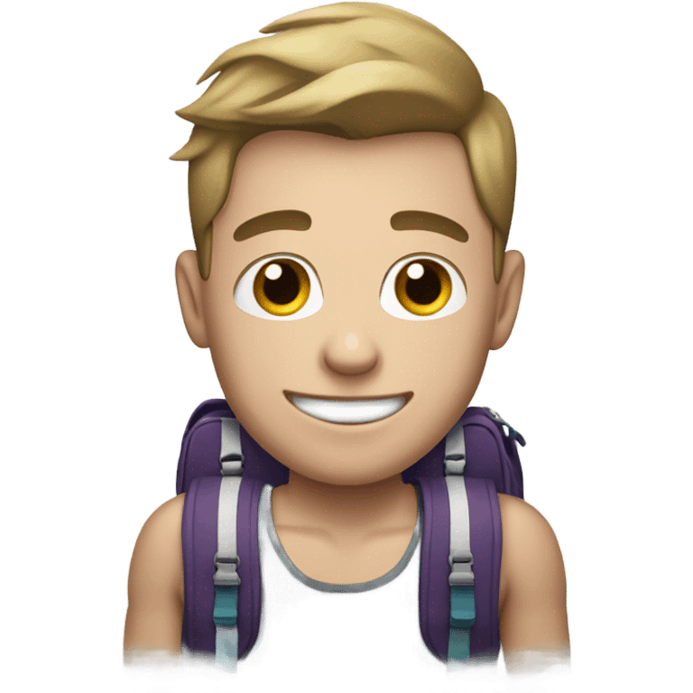 white skin young guy with sport bag  emoji