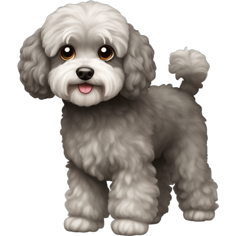 Old Dog maltipoo greying brown dark fur full body standing emoji