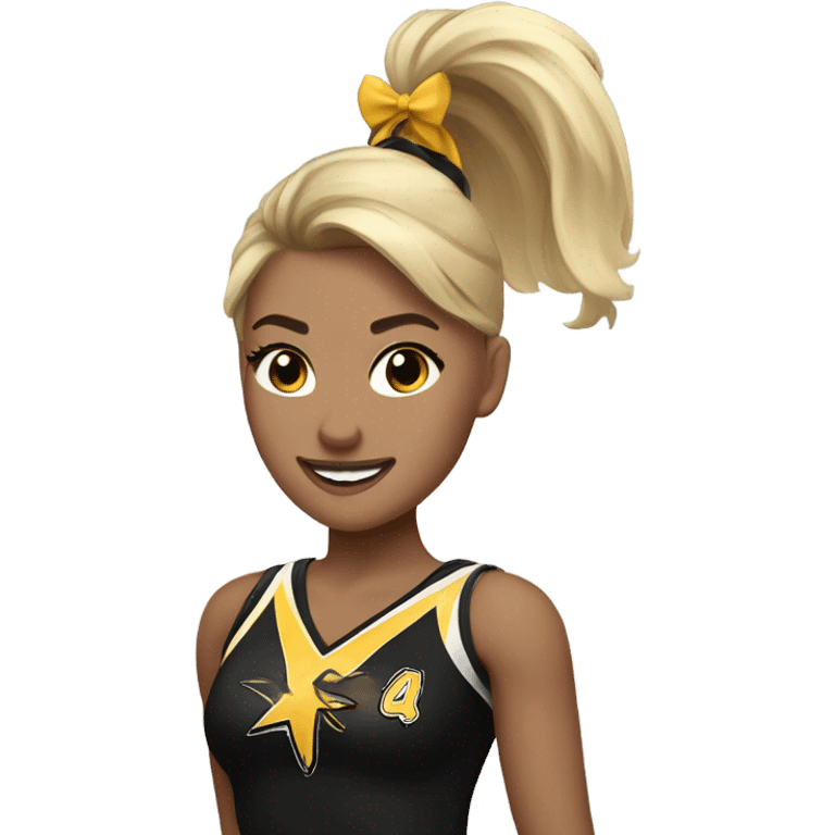 Blonde hair, gold and black cheerleaing emoji