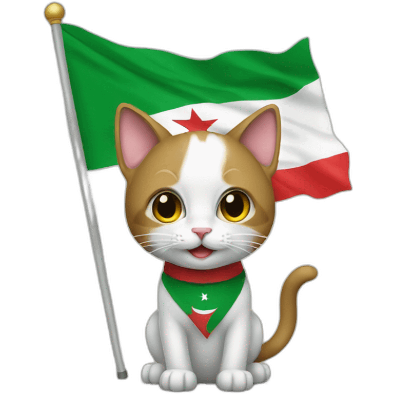 Cat holding algerian flag emoji