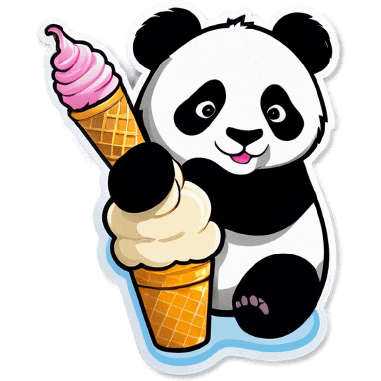 Panda eating ice cream emoji