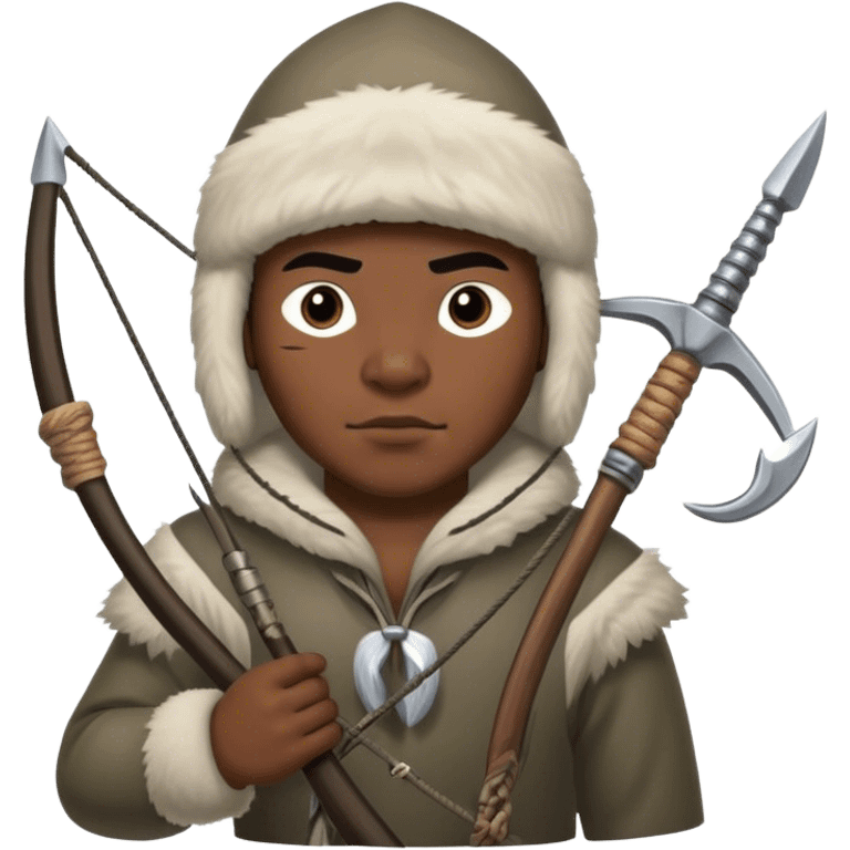 Inuit hunter photorealistic with harpoon emoji