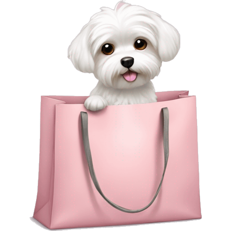 Maltese dog in a light pink bag emoji