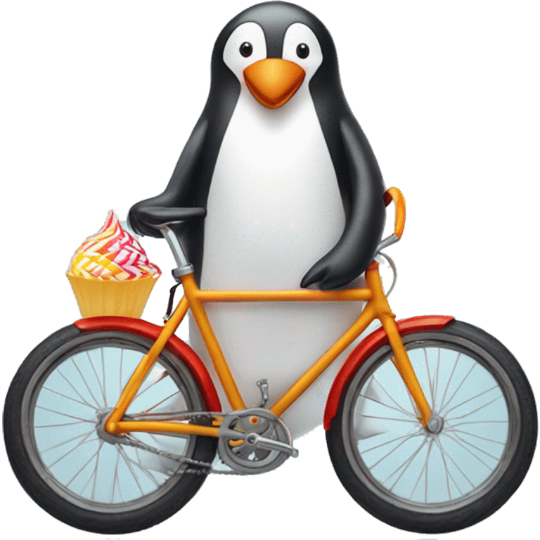 penguin with a lolly pop on a bike emoji