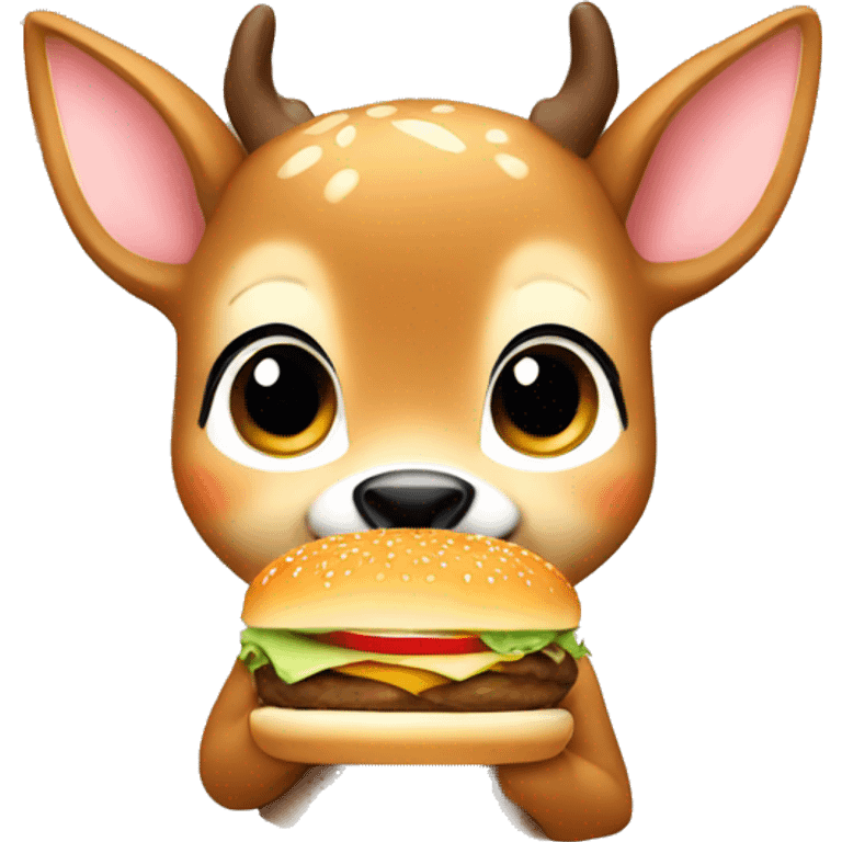 cute fawn eating burger  emoji