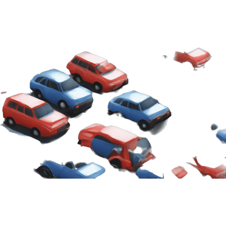 traffic jam with red and blue cars emoji