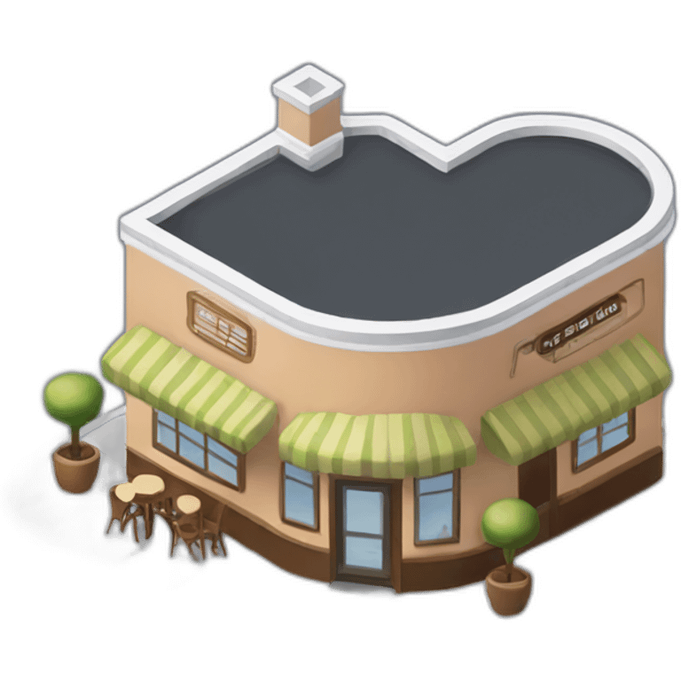 Rounded Coffee house isometric emoji