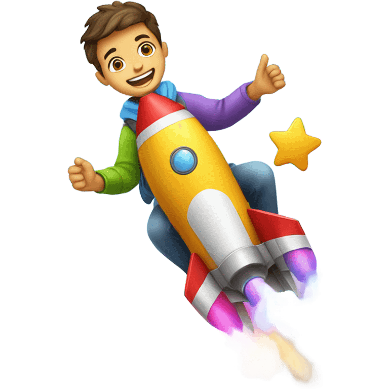 boy riding rocket emoji