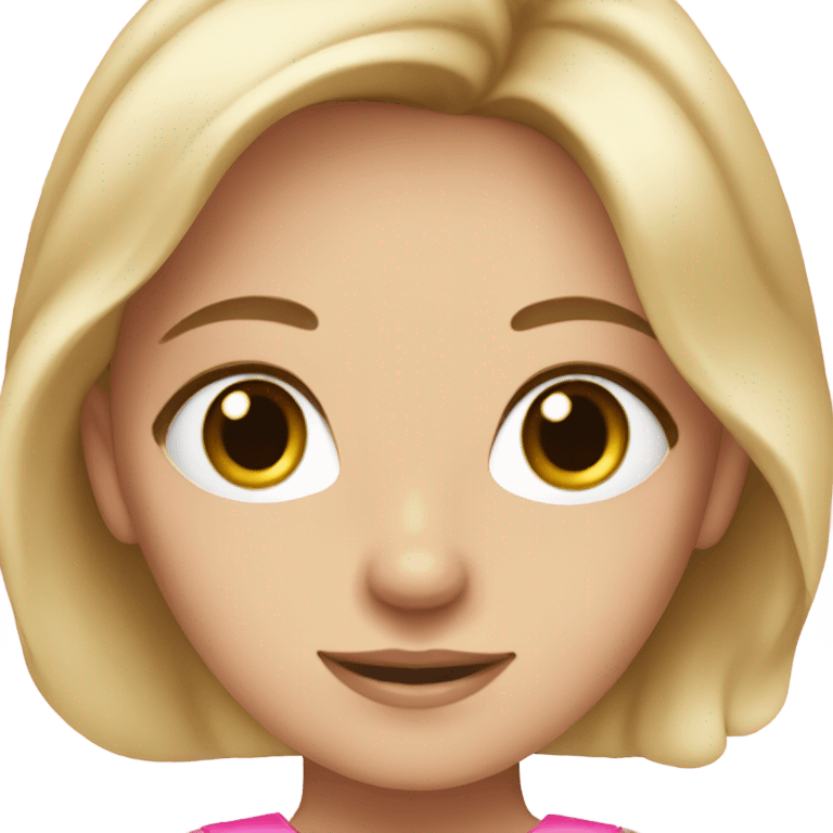 Blonde girl with brown eyes in a pink dress emoji