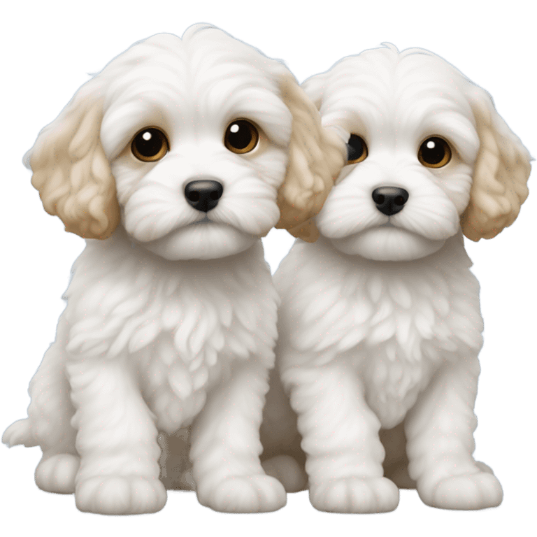 Two little white cavapoos  emoji