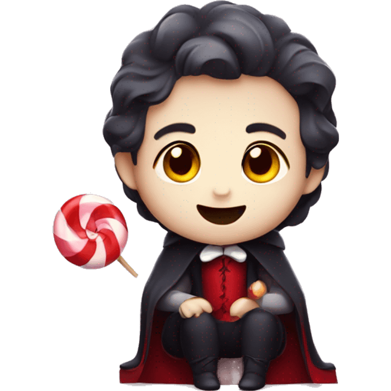 Cute vampire sitting in candy emoji