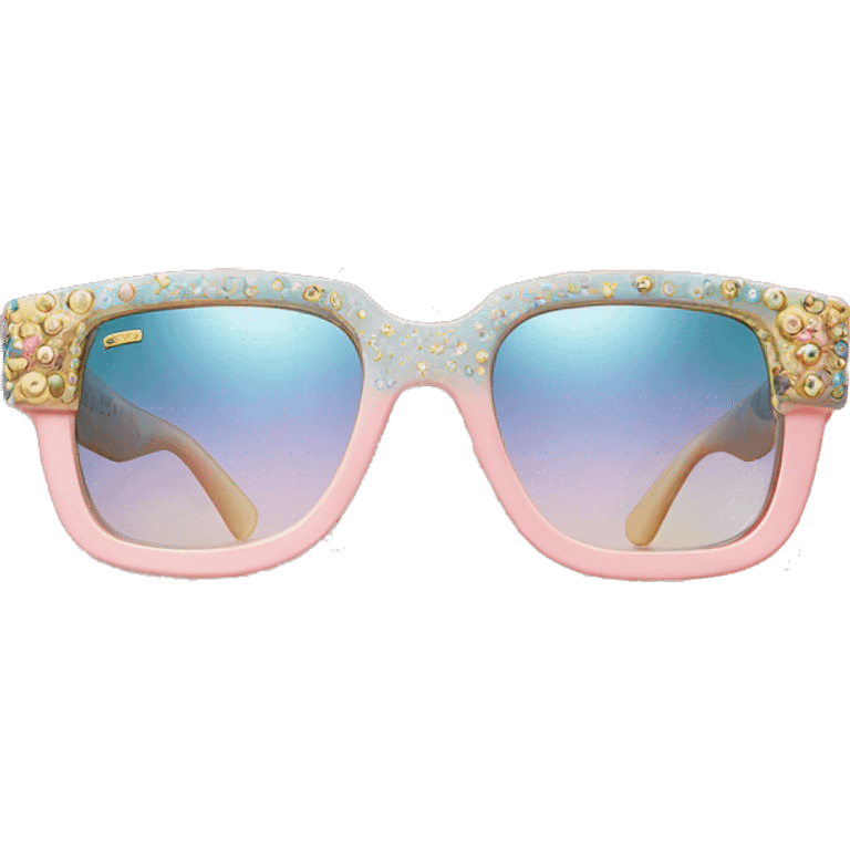 Dolce and Gabbana sunglasses with colourful pastel ornament print and golden detais  emoji